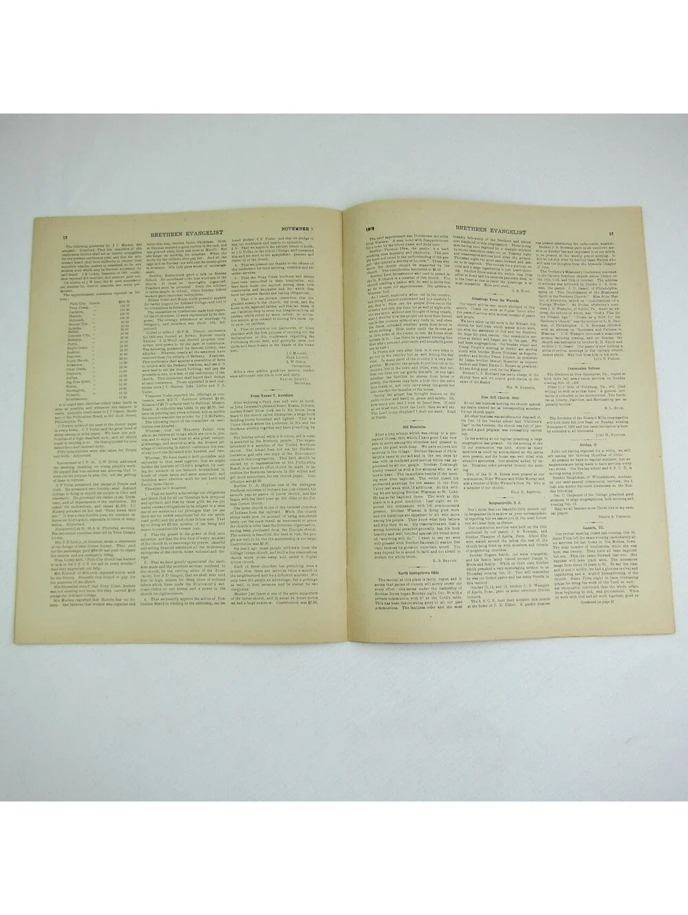 Brethren Evangelist Christian Newspaper Ashland Ohio Antique November 5th 1902